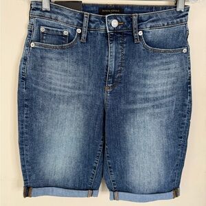 Banana Republic Factory Curvy 10” denim jeans short zip button rolled hem 26/2